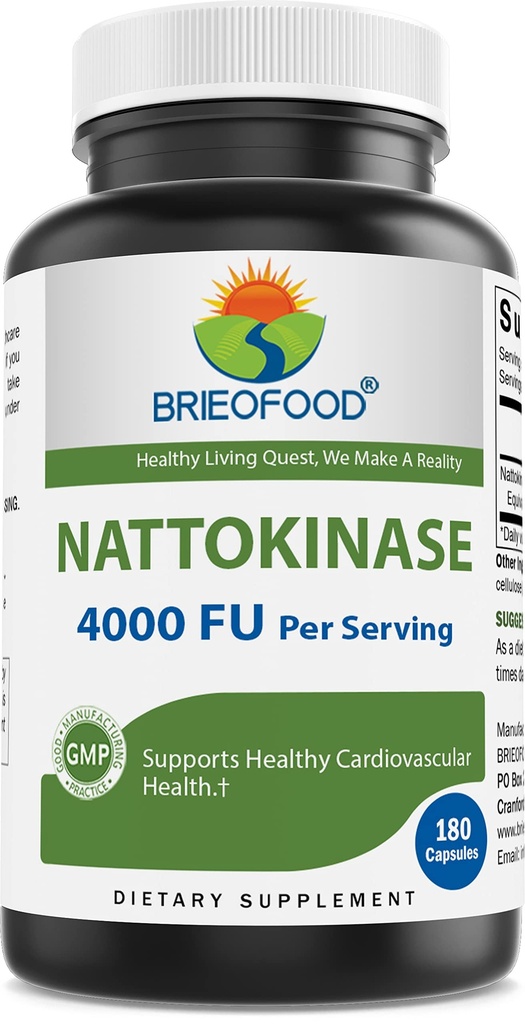 Brieofood Nattokinase 4000 FU (Φιβρινολυτική Μονάδα) ανά Υπηρεσία - 180 Κάψουλες - Κυκλοφορική Υποστήριξη Υγείας
