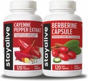 STAY ALIVE Cayenne ve Berberine Sche with Ceylon Cinnamon and Bitter Gourd Extract, 240 Vegan Pills, Non-GMO & Gluten Free Berberine Cayenne Pepper Supplement Supplement