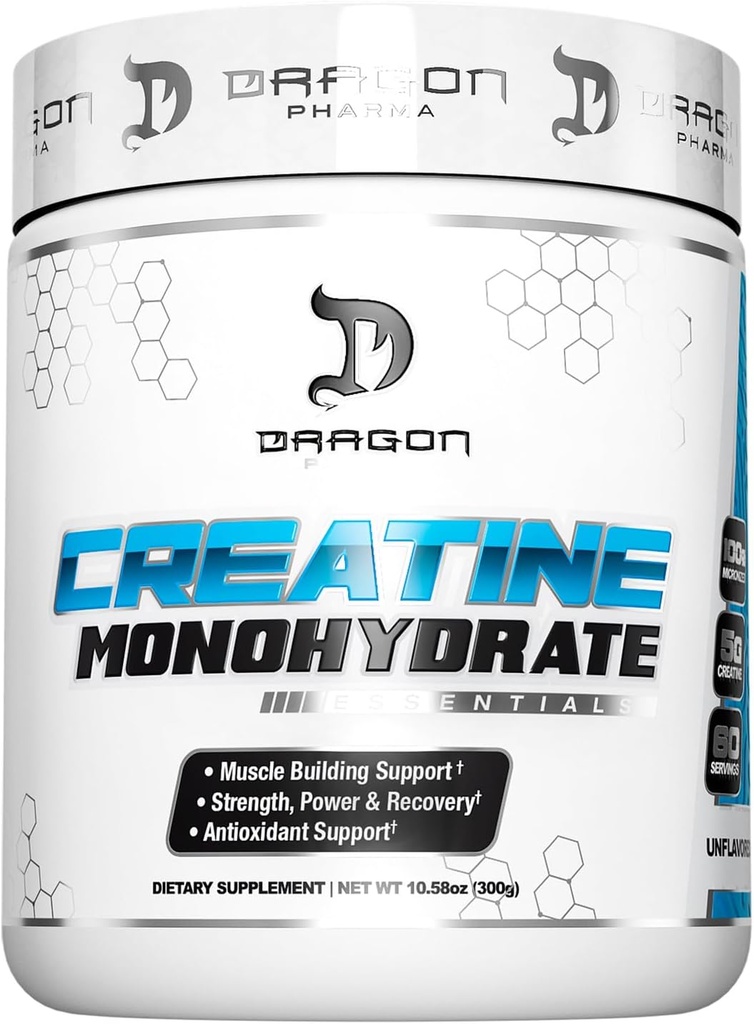 DRAGON PHARMA Tinatine Monohidrat, Aid Muscle Recovery, Post-Workout Supplement, Antioksi Support (60 Hizmet, Unflavored)