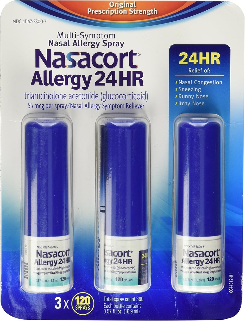 Nasacort Antivirüs 24hr Non-Drip Nasal Mix (120 sprey, 3 pk.)