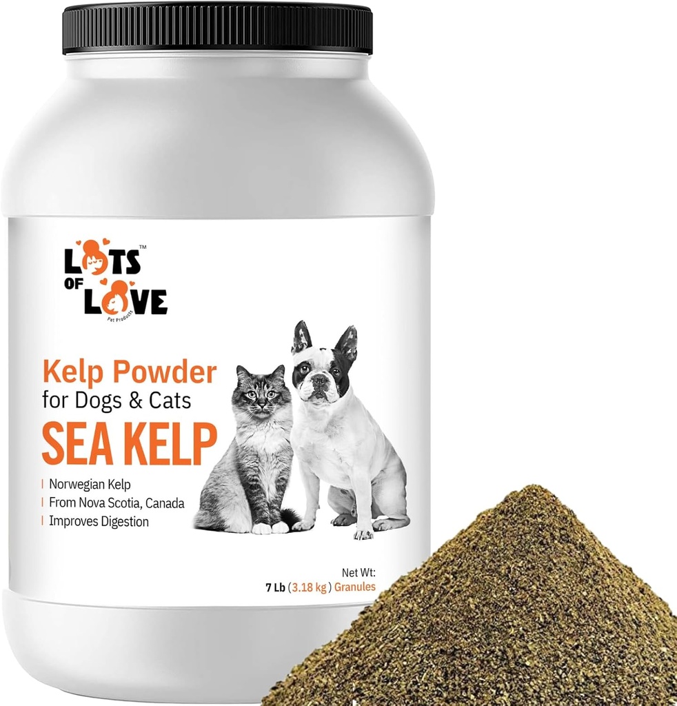 Organik Deniz Kelp Toz (7 Pounds, 3.2 KG), Iodine ve Yourroid Support for Dog & Cat, Norveç Kelp Toz Supplement by lot of Love