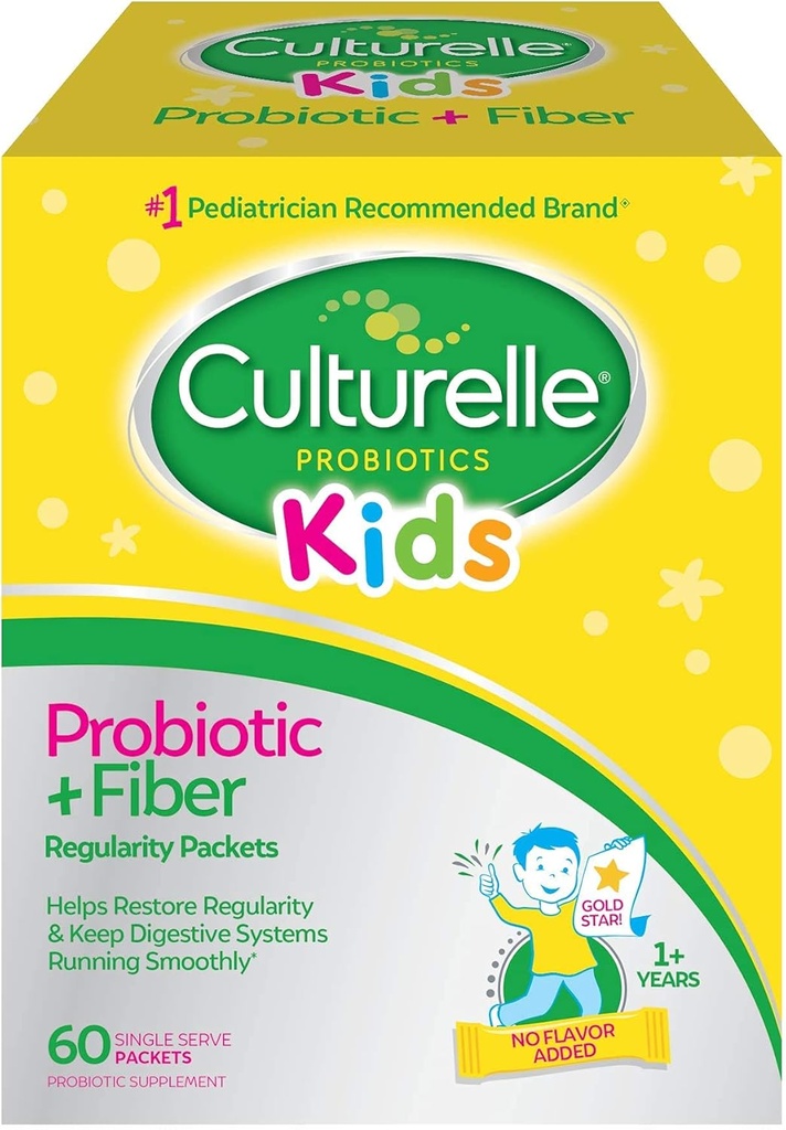 Culturelle Kids Probiyotik + Fiber Packets (Ages 3+) - 60 Kont - Digestive Health & Immune Support - Düzenliliği geri yüklemenize yardımcı olur