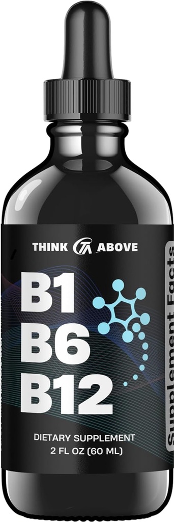 B1 B6 B12 Vitamini Ölçeği - Nerve, Enerji, Beyin Desteği Tamamı - Meyveli-Beğen Flavor - Mekobalamin, Thiamine, Pyridoksie - 60 Gün Supply - 2 oz - Erkekler ve Kadınlar için - Basitçe Made