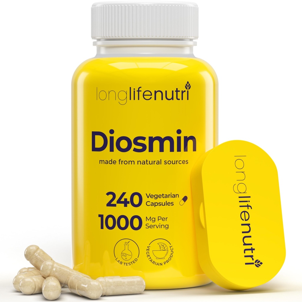 Diosmin 1000 mg Gelişmiş Formula - Circulatory Health Support için 240 Capsules, 4-Month Supply, Non-GMO, ABD'de Made - Daily Wellness Supplement Supplement Supplement
