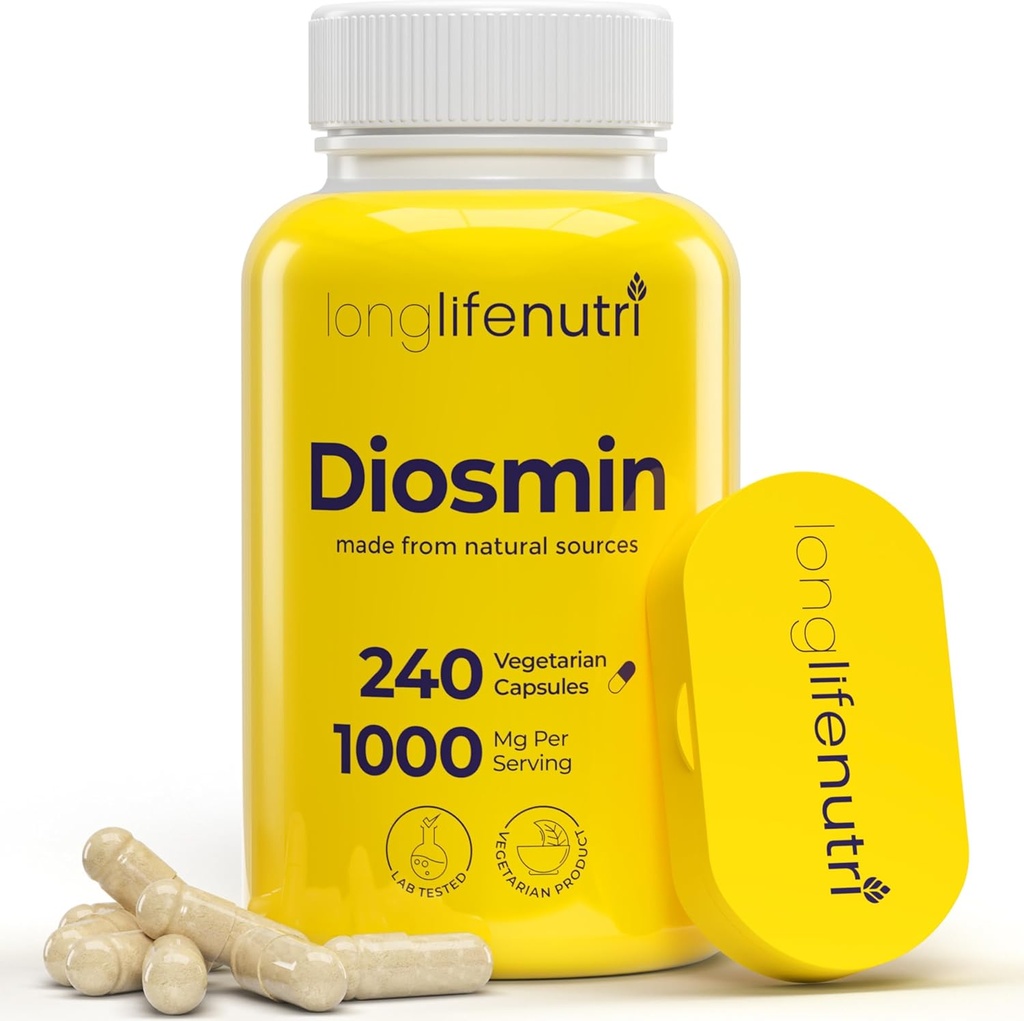 Diosmin 1000 mg Gelişmiş Formula - Circulatory Health Support için 240 Capsules, 4-Month Supply, Non-GMO, ABD'de Made - Daily Wellness Supplement Supplement Supplement