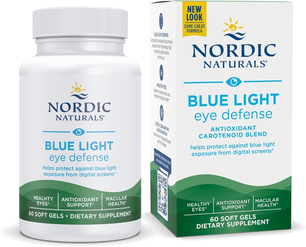 Nordic Naturals Blue Light Defense - 60 Soft Gels - Complementary Antioksis Capacities ile Dört Phytonutrient - Retina Sağlığı, Görsel Fonksiyonlar - Non-GMO - 60 Hizmet