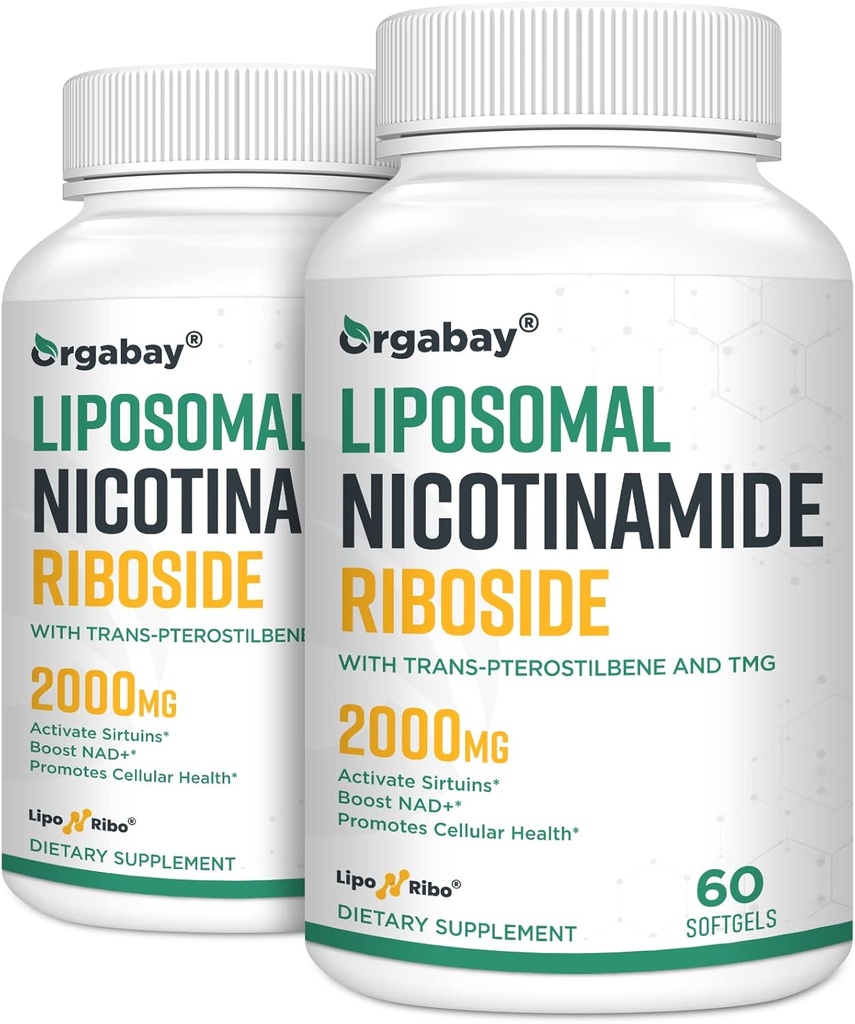 Orgabay Liposomal Nicotinamid Riboside 2000 MG ile TMG ve Pterostilbene, NAD+'ı güçlendirin, Sağlıklı Ağlamayı Destekleyin, 120