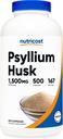 Nutricost Psyllium Husk 1500mg ανά υπηρεσία, 500 κάψουλες - Μη ΓΤΟ & Χωρίς γλουτένη