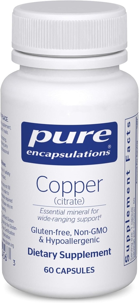 Pure Encapsulations Copper (Citrate) | Highly Bio available Form of Copper | 60 Capsules