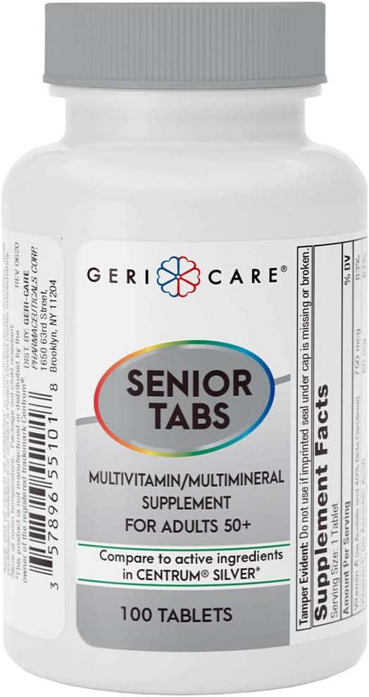 GeriCare Senior Tab 50+ Multivitamin and Minerals Tablets - Immune Support - Age-Defying Nutrition, 100 Count (Pack of 1)