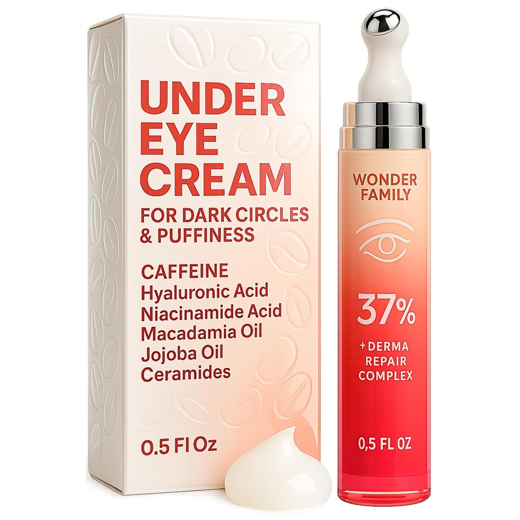 Caffeine Under Eye Cream for Puffness and Bag Under Eyes - Puffy Eyes ve Dark Circles Under Eye Treatment for Women, Men - Hyaluronic Acid ve Niacinamid Serum - Face Puffiness