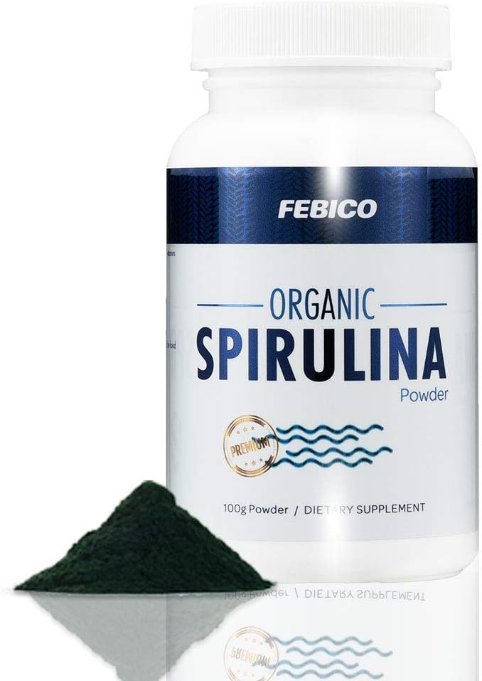 Premium Organik Spirulina Toz- Vegan, Zenginleştirilmiş Vitamin B12 Kompleksi, Phycocyanin, Enerji Boost, Non-GMO, Gluten Free & Non-Irradiated, USDA, Naturland, Hell Sertifikalı-100g
