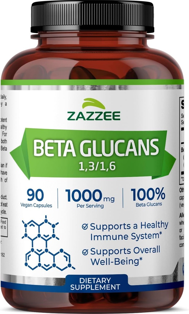 Zazzee Extra Strength 1.3/1,6 Beta Glucans, 1000 mg, %100 Yoğun, 90 Vegan Capsules, Sağlıklı Immune Sistemi Destekliyor, 100% Vegetarian, All-Doğal ve Non-GMO