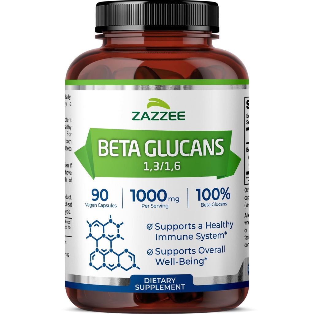Zazzee Extra Strength 1.3/1,6 Beta Glucans, 1000 mg, %100 Yoğun, 90 Vegan Capsules, Sağlıklı Immune Sistemi Destekliyor, 100% Vegetarian, All-Doğal ve Non-GMO