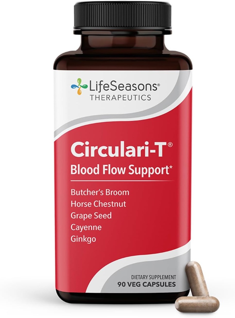 Yaşam Sezonları Geometri-T - Blood Circulation Supplement - Supports Artery, Capillary & Vein Health - Butcher's Broom, Ginkgo, Cayenne, Grape Seed & Horse Chestnut - 90 Capsules