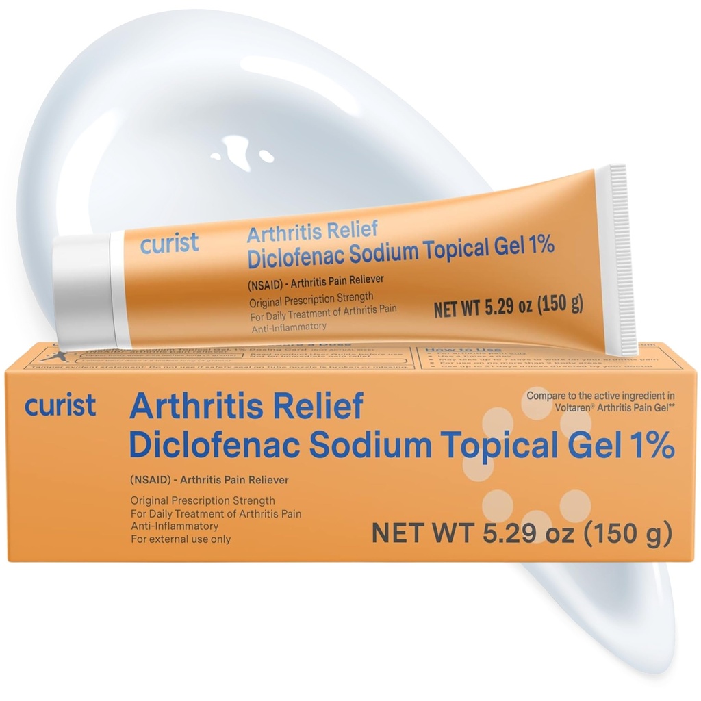 Curist Diclofenac sodyum Topical Gel 1 Percent 150g for Arthritis Pain - Hand/Foot Pain, Diz/Elbow Pain & Ankle Pain -% 529oz