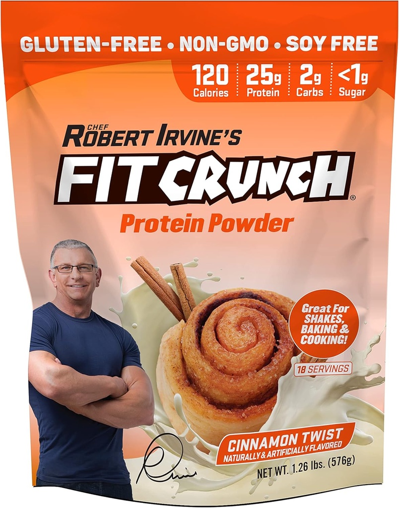 Fit Crunch Tri-Blend Whey proteini, Keto Friendly, Low Calories, Yüksek Protein, Gluten Free, Soy Free (18 hizmet, Cinnamon Twist)