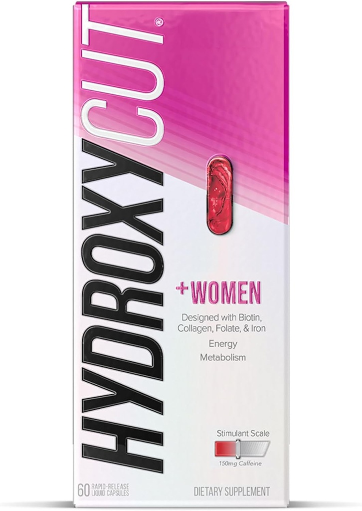 Hydroxycut +Women - 60 Rapid-Release Liquid Capsules - Includes Biotin, Collagen, Folate & Iron