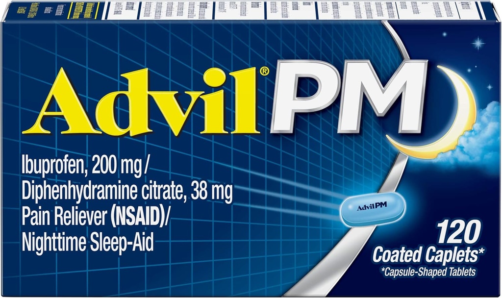 Advil PM Caplets 120 ea ( Συσκευασία των 3)