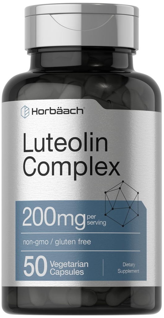 Horbäach Luteolin Kompleksi | Rutin | 50 Capsules | Vegetarian, Non-GMO & Gluten Free Flavonoid Formula Formula