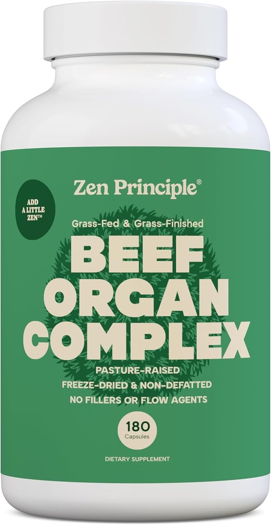 Zen Principles Grass Fed Beef Organs Supplement – Desiccated Liver, Heart, Kidney, Pancreas, Spleen, Intestine & Tripe/Stomach – Grass-Fed & Grass-Finished The Natural Pastures of New Zealand