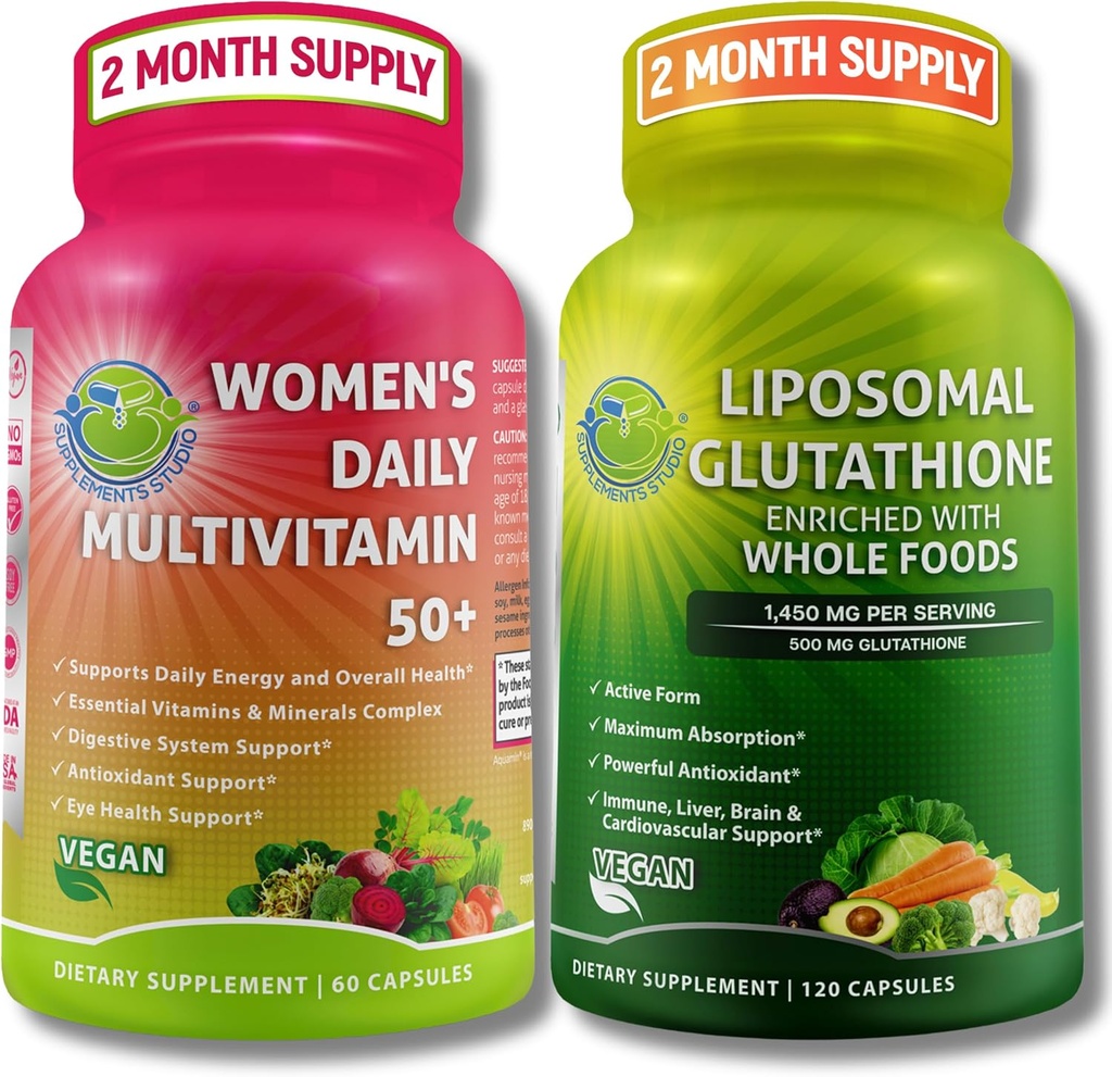 SUPPLEMENTSs Antioxy, Cellular & Immune Support Sche - Women's Daily Multivitamin 50+ with Organic Superfoods + Liposomal Glutathione 500 mg - Vegan, Non-GMO, Clean Label