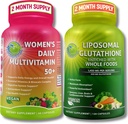 SUPPLEMENTSs Antioxy, Cellular & Immune Support Sche - Women's Daily Multivitamin 50+ with Organic Superfoods + Liposomal Glutathione 500 mg - Vegan, Non-GMO, Clean Label