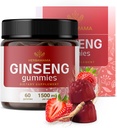 HERBAMAMA Panax Ginseng Gummies - 1500mg Kore Red BTC Enerji Desteği için Kök - Vegan, Non-GMO Red Panax Immune Support Supplement - 60 Pectin-Based Strawberry-Flavored Chews