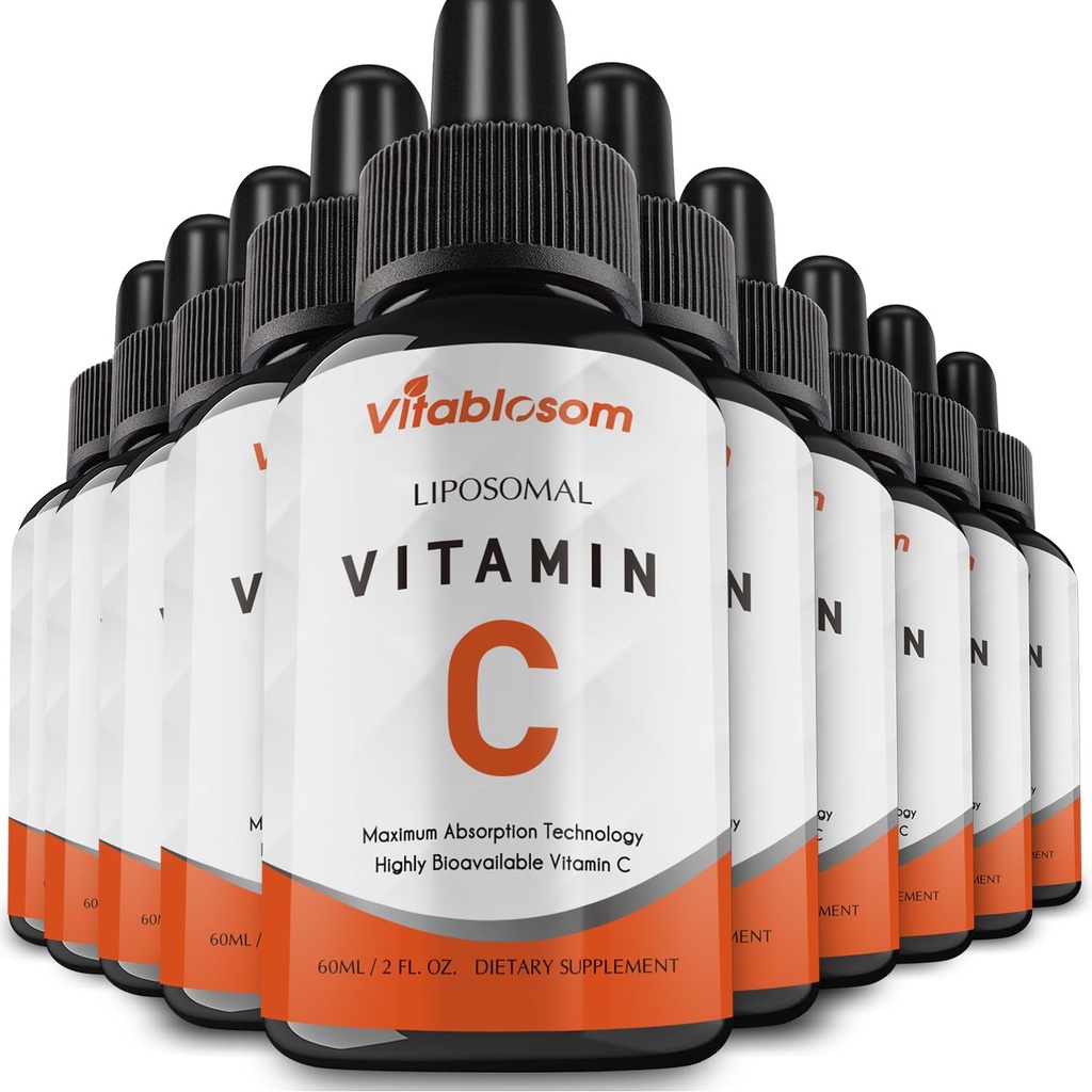 Yetişkinler için Liposomal Vitamin C 2000 mg Sıvı, Yüksek Abvitamin VIT C, Max Vitamin C, Immune System & Antioksi için İyi, 60ML (10 Şişe)