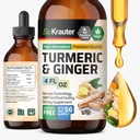 BIO KRAUTER® Turmeric and Ginger Supplement - Pure Vegan Liquid Turmeric & Ginger Tincture with Pepper 4 Fl.Oz 56 Days of Supply - Curcumin Drops for Joint Support, Antioxidant & Immune Support