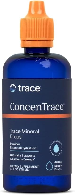Trace Minerals ConcenTrace Trace Mineralleri - Bone & Ortak Destek için Sıvı Supplement - Aids Hydration & Electrolyte Restoration - Unflavored-Origin, 4 fl oz (48 hizmet)