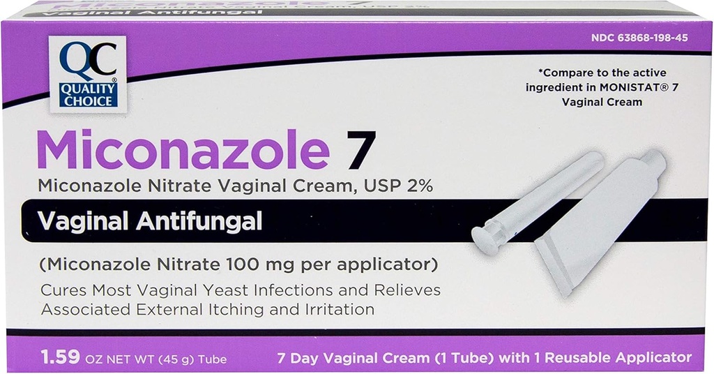 Kalite Seçim Miconazole Nitrate 2 7 Gün Vaginal Antifungal Krem, 1.59 Ounces (45g)