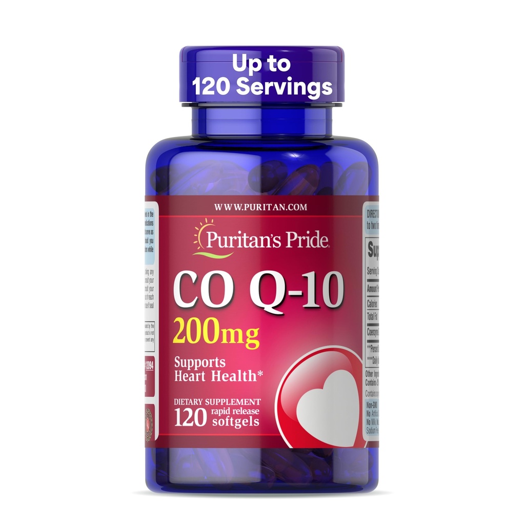 Puritan'ın Gurur Coenzyme CoQ10 200 mg, Kalp Sağlığı, Kan basıncı, Oral Gum Health ve Sağlıklı Ağlama Desteği, 120 Hizmet, Hızlı Yayın Softgels