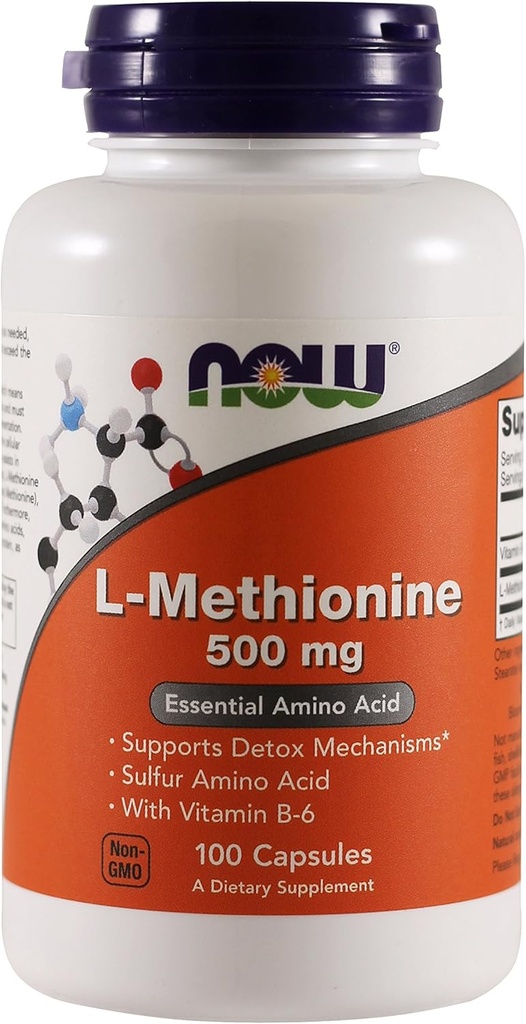 Şimdi Gıdalar L-methionine, 100 Capsules / 500 mg (Pack of 2)