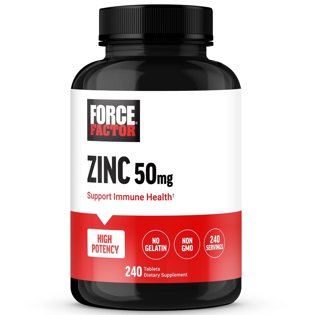 Kuvvet Faktörü çinko 50 mg, çinko Çimento Tozu, çinko Gluconate ve Immune Support ve Immune Health, High-Potency, Vegan, Gelatin Free, Non-GMO, 240 Tabletler