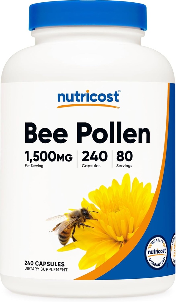 Nutricost Bee Pollen (240 Capsules, 80 hizmet) (1500MG Oda başına) - Non-GMO, GMP Compliant