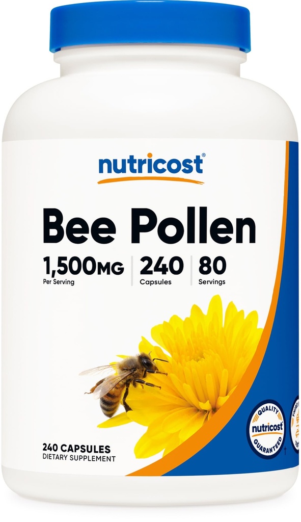 Nutricost Bee Pollen (240 Capsules, 80 hizmet) (1500MG Oda başına) - Non-GMO, GMP Compliant