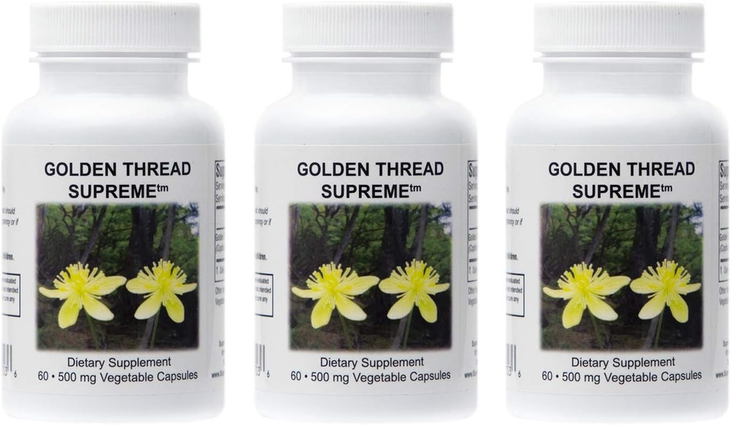 Supreme Nutrition Golden Thread Supreme, 60 Pure Coptis Chinensis Vegetarian Capsules | Three Pack