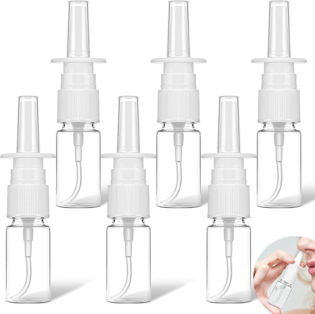 6 Hesaplar Clear Nasal Sprey Şişeler, 10 ml Boş Kombine Şişe Dayanıklı Atomik Kom Plastik Kombinasyonlar Temel Petroller için Tank Plastik Kaplama Konteyneri, Yara Disinfectantant