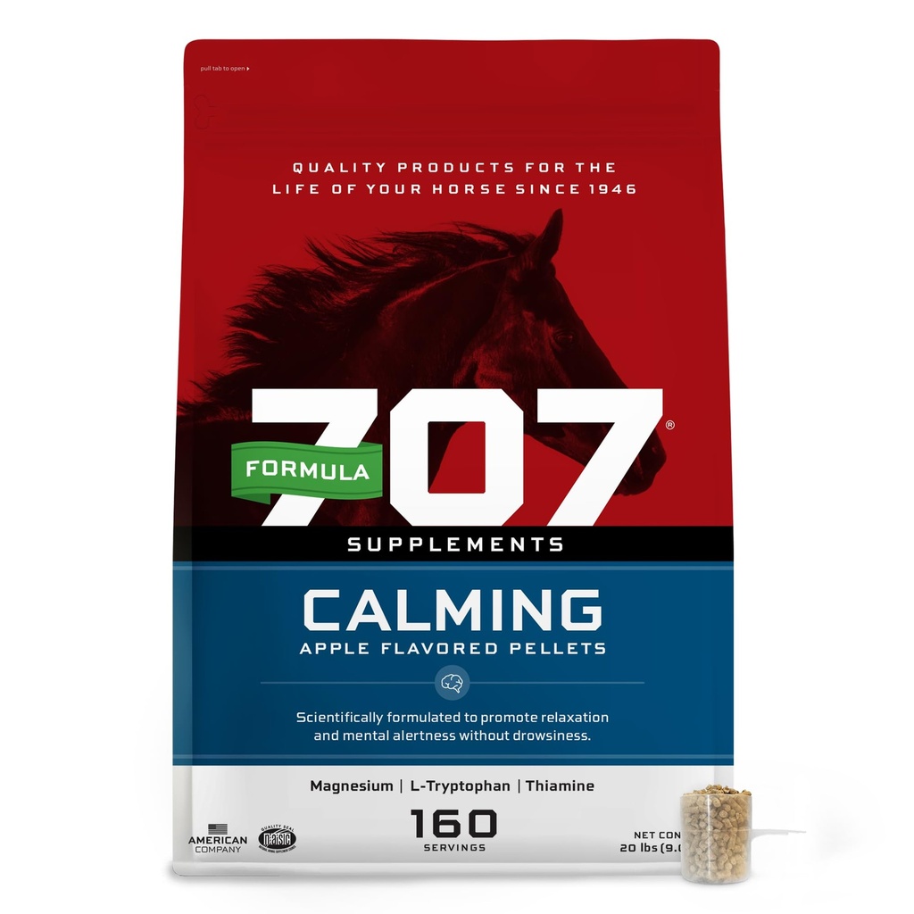 Formula 707 Calming Equine Supplement 20LB Τσάντα – 160 Services – Ανακούφιση άγχους και ενισχυμένη εστίαση για τα άλογα – L-Tryptophan, Θιαμίνη & Μαγνήσιο