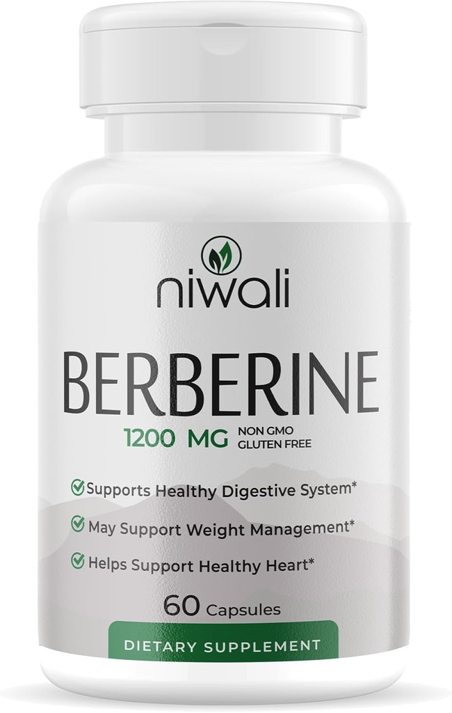 Berberine Supplement - Potent 1200 mg Per | Berberine HCI Root Supplements Pills | Destekler Kalp Sağlığı, Immune Sistemi ve Sağlıklı GI | GMO & Gluten-Free | 60 Capsules.