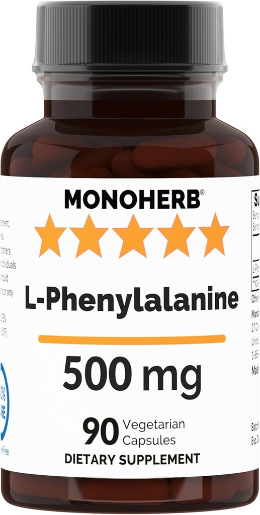 MONOHERB L- Φαινυλαλανίνη 500 mg ανά Καψάκιο - 90 Veg Κάψουλες