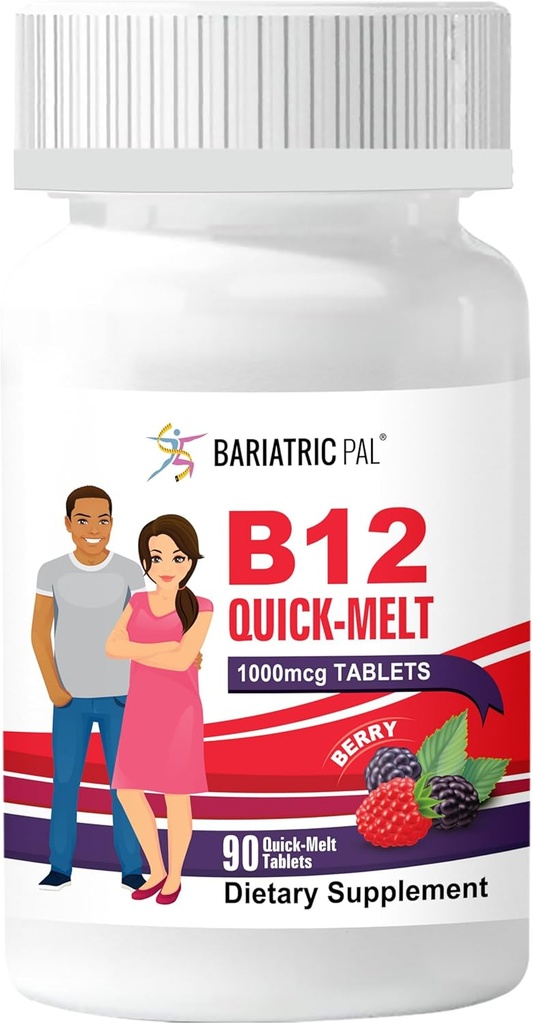 BariatricPal 1,000mcg B12 Sugar-Free Quick Melts (90 Count) - Berry