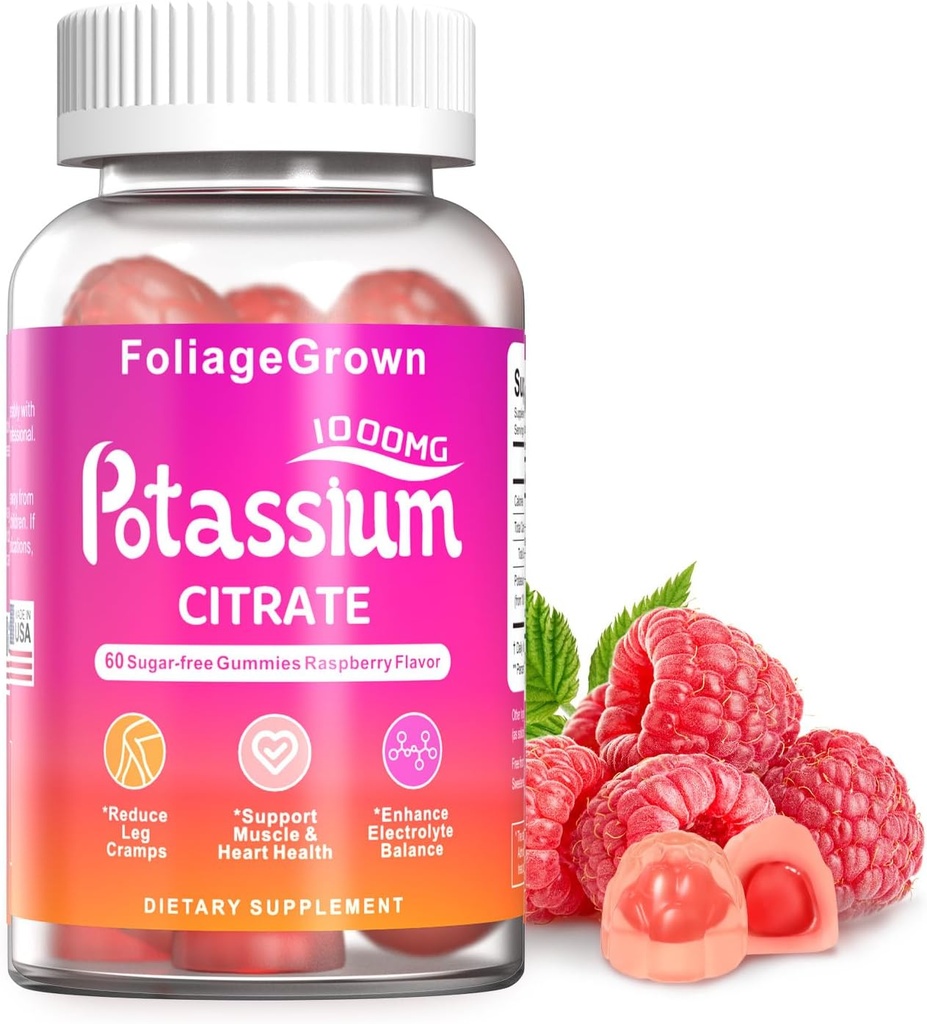 Potasyum Supplement Gummies 1000 mg - P properties Supplement for Leg Cramps, Muscle & Heart Health - 1 Ay Tamam (60 Kont)