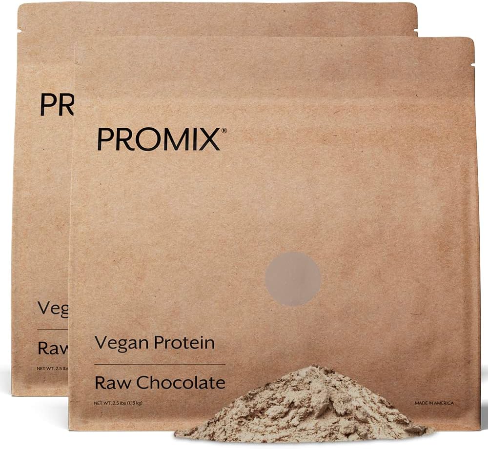 ProMix Beslenme Plant-Based Vegan Protein Tozu, Raw Chocolate - Pea Protein & Vitamin B-12 - post Workout Fitness & Beslenme Shakes, Smoothies, Baking & Cooking - 5 Pound (Pack of 2)