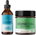 HERBAMAMA Limon Balm ve Iodine Kit - Lemon Balm Tincture 4 fl oz & Pyumine Gummies - Vegan, Non-GMO, Alkol & Gelatin-Free - 2 Pack