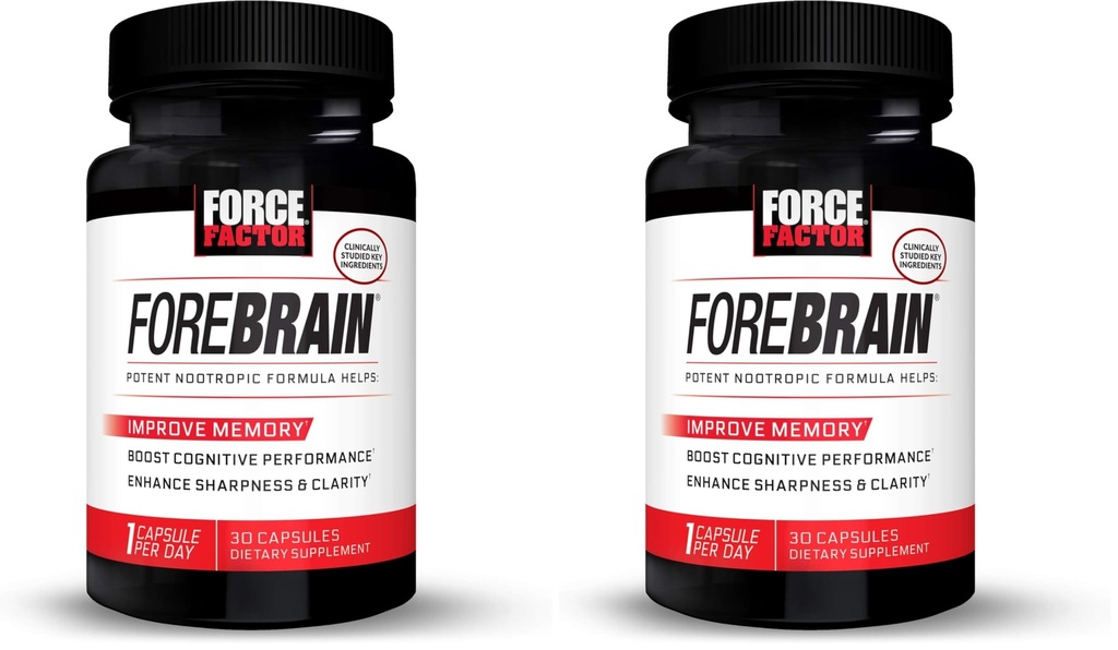 Forebrain Nootropic Brain συμπλήρωμα για τη βελτίωση της μνήμης, την ενίσχυση της εστίασης, την αύξηση της ψυχικής ενέργειας, και την υποστήριξη της υγείας του εγκεφάλου με καφεΐνη, Bacopa, και Huperzine A, παράγοντα δύναμης, 30 κάψουλες (πακέτο του 2)