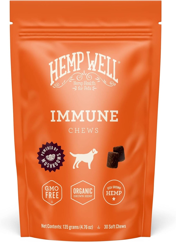Hemp Well Immune - Alerji Destek Köpek Yumuşak Chews - Mevsimlik Köpek Tüm Enerjileri ve Itching - Sağlıklı Cilt ve Immune Sistemi - Gut Health - Organik (30)