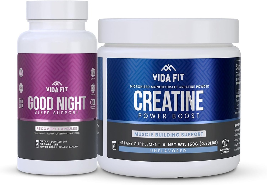 Good Night Natural Sleep Aid (60 Capsules) & Micronized Tinatine Monohidrat Toz (150g) Sche – Natural Sleep Support with Melatonin, Ashwagandha & L-Theanine, Plus Pure Vegan Tinatine
