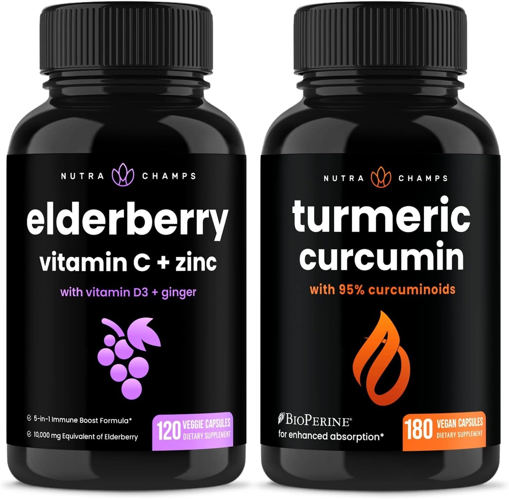 NutraChamps Elderberry and Turmeric Curcumin Capsules Sche